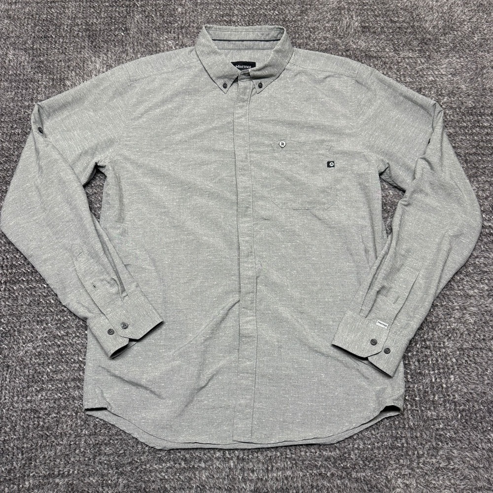 Marmot Mens Long Sleeve Button Down Shirt Size M Heather‎ Gray Outdoor